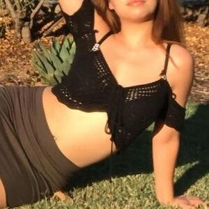 Black Crochet Off-Shoulder Top